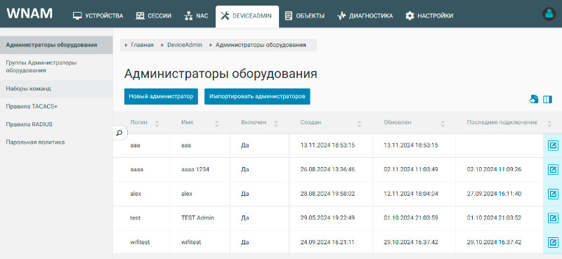 Администраторы оборудования